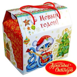 Детский новогодний подарок в картонной упаковке весом 950 грамм по цене 1108 руб в Ельце
